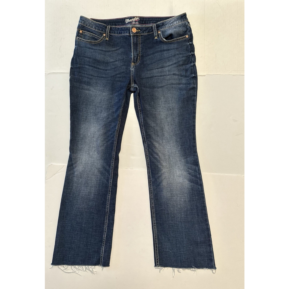 Wrangler Bootcut Jeans Raw Hem Womens 15/16 X 34 Mid-Rise Zip Distressed Denim - Picture 16 of 16